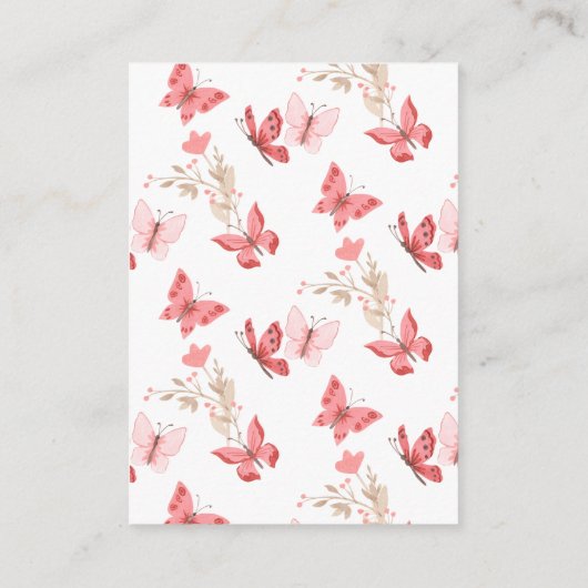 可愛ガーリーいフローラピンク蝶ベビー エンクロージャーカード (裏面)