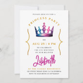 可愛ガーリーいプリンセスピンククラウンウォーター色 招待状 (正面)