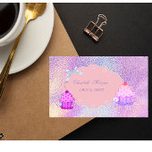 可愛ガーリーいホログラフィモダンックのカップケーキベーカリー 名刺