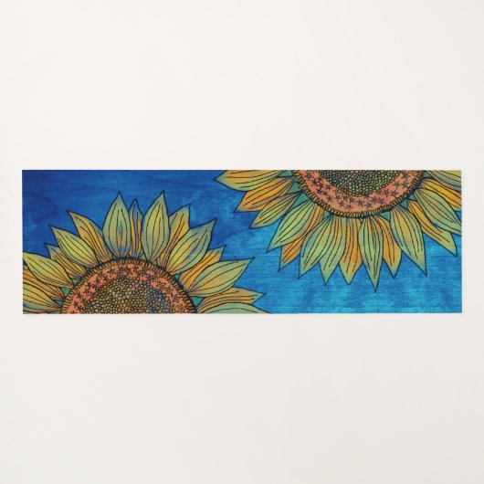 可愛ガーリーいボ素朴ホひまわりパーソナライズされたアート ヨガマット (裏面(横))