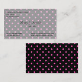 可愛ガーリーいモダン、ピンクと黒の水玉模様 名刺 (正面/裏面)