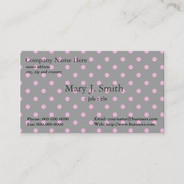 可愛ガーリーいモダン、ピンクと黒の水玉模様 名刺