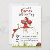 可愛ガーリーいラお洒落ディバグ3歳の誕生日 招待状 (正面)