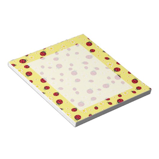 可愛ガーリーいラディバグとデイジー花柄イエロー ノートパッド (アングル)