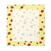 可愛ガーリーいラディバグとデイジー花柄イエロー ノートパッド (正面)