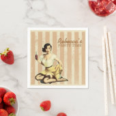 可愛ガーリーいレトロピン留め女の子ヴィンテージパーティー スタンダードカクテルナプキン (インサイチュ)