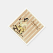 可愛ガーリーいレトロピン留め女の子ヴィンテージパーティー スタンダードカクテルナプキン (角)