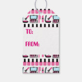 可愛ガーリーい化粧パターンパーティーラベル ギフトタグ (正面)