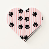 可愛ガーリーい子猫と爪赤ストライプのハート ノートブック (裏面)