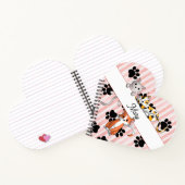 可愛ガーリーい子猫と爪赤ストライプのハート ノートブック (内部)