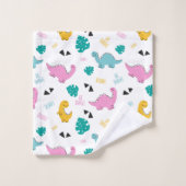 可愛ガーリーい手描き恐竜の模様 バスタオルセット (ウォッシュタオル)