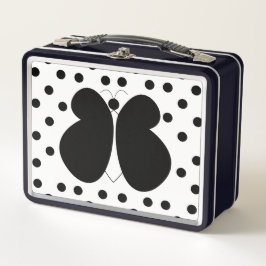 可愛ガーリーい水玉模様蝶 メタルランチボックス