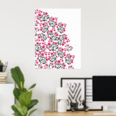 可愛ガーリーい水絵を描フローラ ポスター (ホームオフィス)