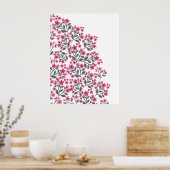 可愛ガーリーい水絵を描フローラ ポスター (キッチン)