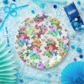 可愛ガーリーい水絵を描色バラフローラ ペーパープレート (パーティー)