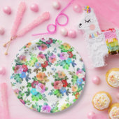 可愛ガーリーい水絵を描色バラフローラ ペーパープレート (パーティー)