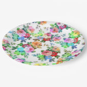 可愛ガーリーい水絵を描色バラフローラ ペーパープレート (アングル)