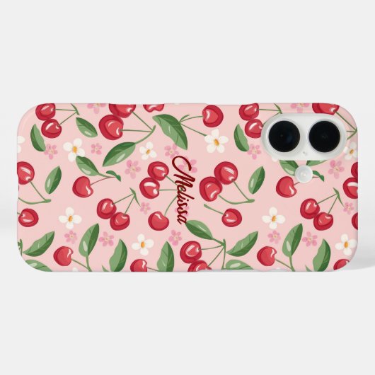 可愛ガーリーい甘いピンク赤さくらんぼパターカスタムン Case-Mate iPhoneケース (裏面 (横))