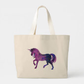 可愛ガーリーい紫パーソナライズされた水色ユニコーン ラージトートバッグ (裏面)