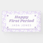 可愛ガーリーい紫色の花第1期パーティー 横断幕 (横)