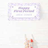 可愛ガーリーい紫色の花第1期パーティー 横断幕 (インサイチュ)