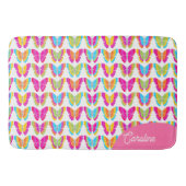 可愛ガーリーい色数々のの虹の蝶の名前 バスマット (正面)