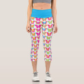 可愛ガーリーい色数々のの虹の蝶パターン カプリレギンス (正面)