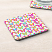 可愛ガーリーい色数々のの虹の蝶パターン コースター (左側)