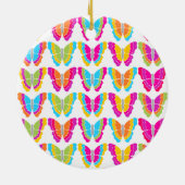 可愛ガーリーい色数々のの虹の蝶パターン セラミックオーナメント (裏面)