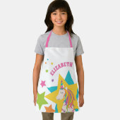 可愛ガーリーい虹の一角星お名前 エプロン (インサイチュ)