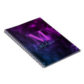 可愛ガーリーい青紫大理石アートモノグラム ノートブック (右側)