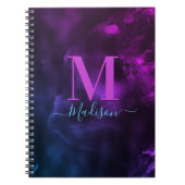 可愛ガーリーい青紫大理石アートモノグラム ノートブック (正面)