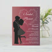 可愛キスをするいカップル恋ブライダルシャワー 招待状 (スタンド正面)