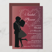 可愛キスをするいカップル恋ブライダルシャワー 招待状 (正面/裏面)