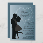 可愛キスをするいカップル恋婚約パーティ 招待状 (正面/裏面)