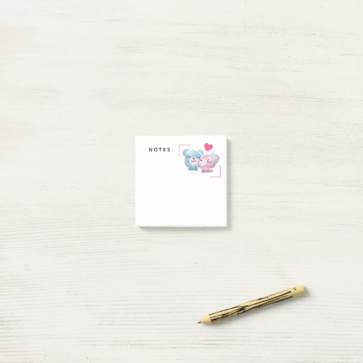 可愛キスをするいクマかわいい ポストイット (デスク上)