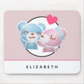 可愛キスをするいクマかわいい マウスパッド (正面)