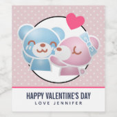 可愛キスをするいクマかわいい ワインラベル (シングルラベル)