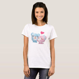 可愛キスをするいクマかわいい Tシャツ