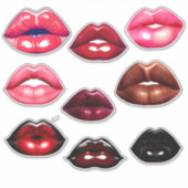 可愛キスをするい唇 – ピンク – 赤 – 栗色 – 茶色 – 黒 シール (正面)