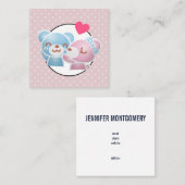 可愛キスをするい水玉模様とかわいい スクエア名刺 (正面/裏面)