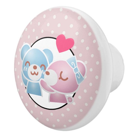 可愛キスをするい水玉模様とかわいい セラミックノブ (右)