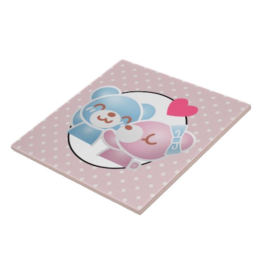 可愛キスをするい水玉模様とかわいい タイル (側面)
