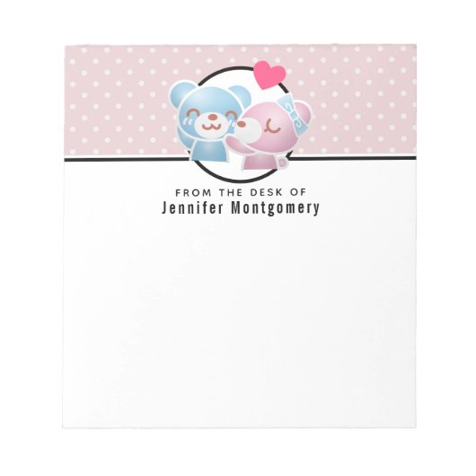 可愛キスをするい水玉模様とかわいい ノートパッド (正面)