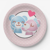 可愛キスをするい水玉模様とかわいい ペーパープレート (正面)