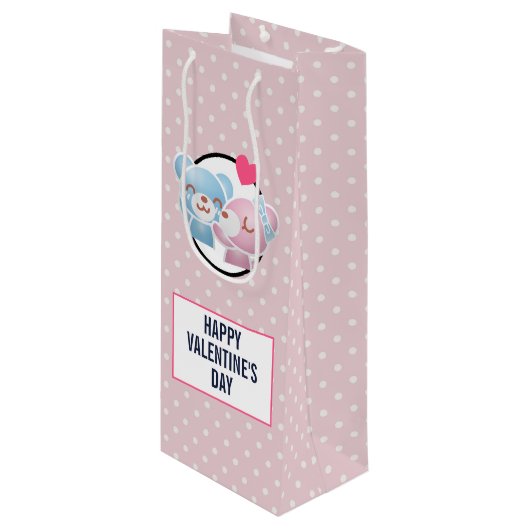 可愛キスをするい水玉模様とかわいい ワインギフトバッグ (正面アングル)