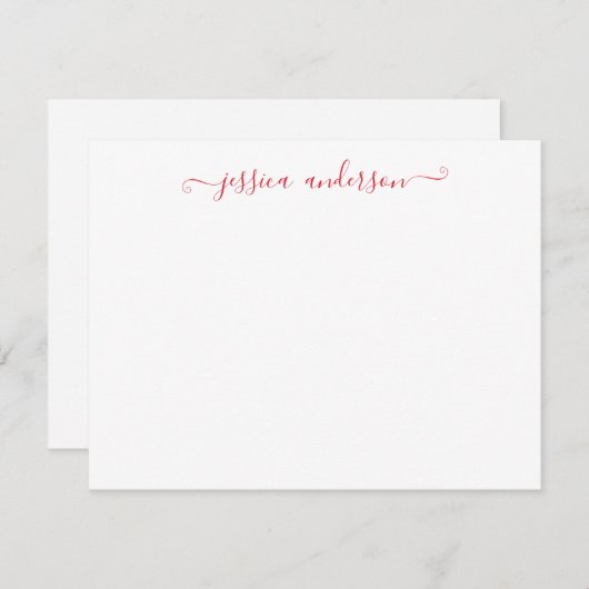 可愛クラシックい名門私立校風のガーリーモダンマルーンの赤い脚本 ノートカード (正面/裏面)