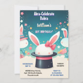 可愛クールいバニーパーティー魔法ショー1st誕生日 招待状 (正面)