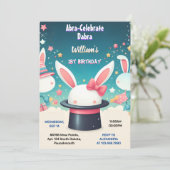 可愛クールいバニーパーティー魔法ショー1st誕生日 招待状 (スタンド正面)