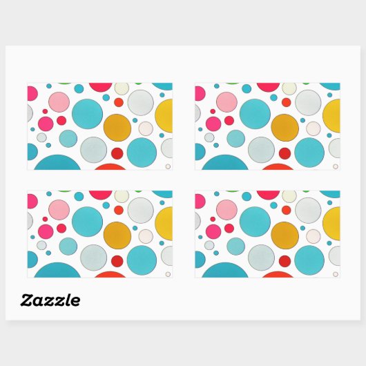 可愛クールい違うサイズの泡と水玉模様 長方形シール (シート)